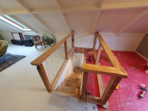 wired macrocarpa handrail  stairs from scratch