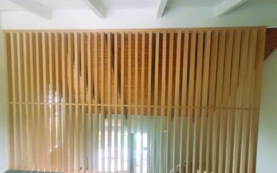 Wooden slat wall and stairs improvement